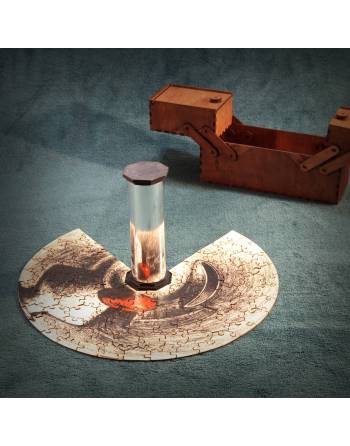 Anamorphic puzzles with mirror cylinder | Optical illusion in wooden box